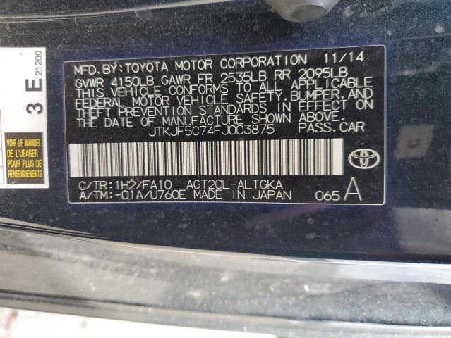 JTKJF5C74FJ003875 - 2015 TOYOTA SCION TC შავი ფოტო 12