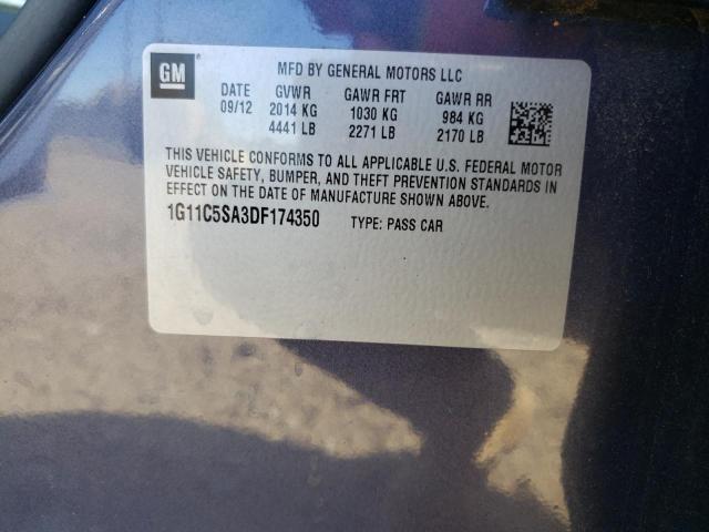 1G11C5SA3DF174350 - 2013 CHEVROLET MALIBU 1LT BLUE photo 12