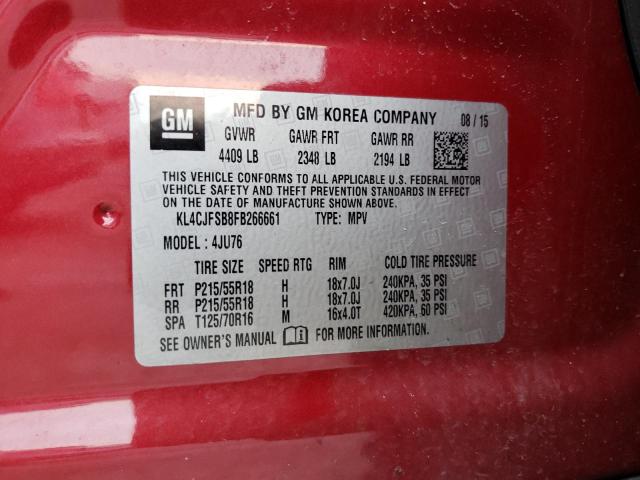 KL4CJFSB8FB266661 - 2015 BUICK ENCORE CONVENIENCE Շագանակագույն լուսանկար 13