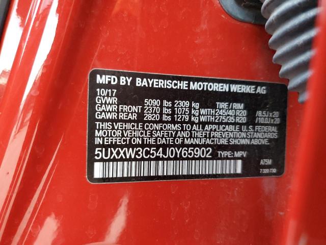 5UXXW3C54J0Y65902 - 2018 BMW X4 XDRIVE28I წითელი ფოტო 12