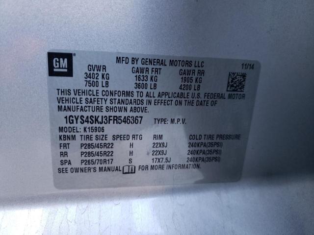 1GYS4SKJ3FR546367 - 2015 CADILLAC ESCALADE ESV LUXURY SILVER photo 13