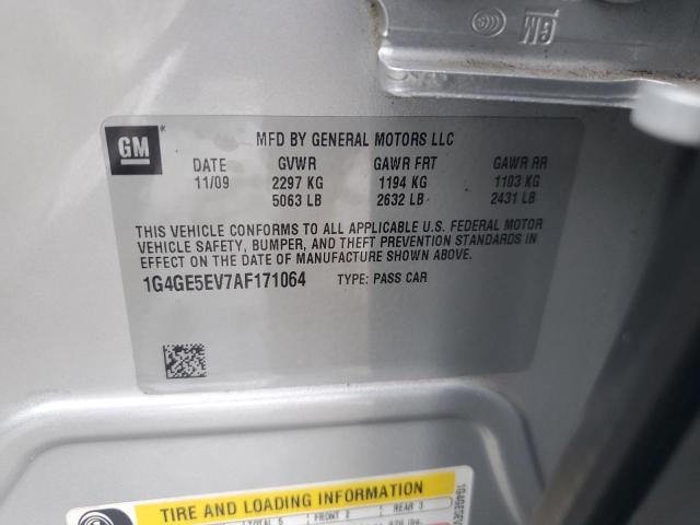 1G4GE5EV7AF171064 - 2010 BUICK LACROSSE CXS SILVER photo 12