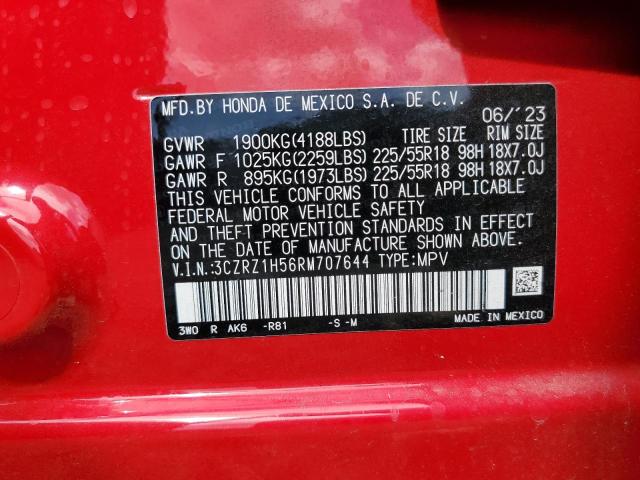 3CZRZ1H56RM707644 - 2024 HONDA HR-V SPORT RED photo 12