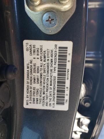 2HGFB2F9XDH532932 - 2013 HONDA CIVIC EXL 灰色 照片 12