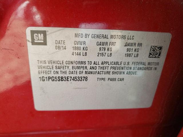 1G1PG5SB3E7453378 - 2014 CHEVROLET CRUZE LTZ RED photo 12