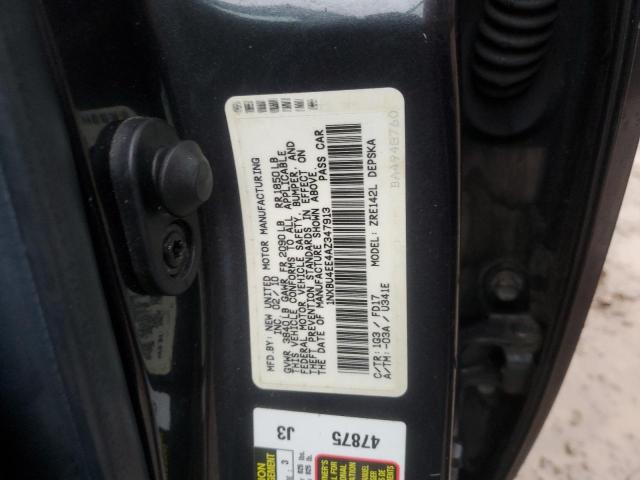 1NXBU4EE4AZ347913 - 2010 TOYOTA COROLLA BASE GRAY photo 12