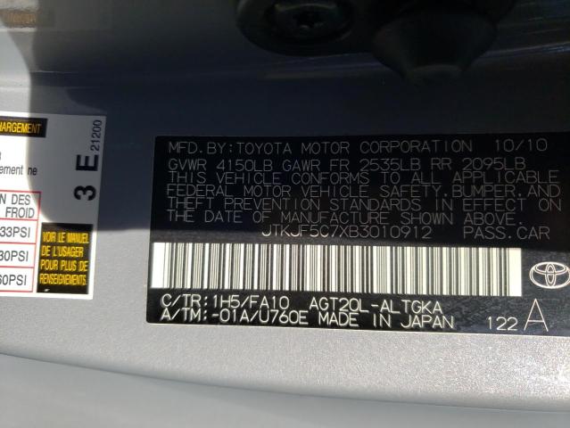 JTKJF5C7XB3010912 - 2011 TOYOTA SCION TC GRAY photo 13
