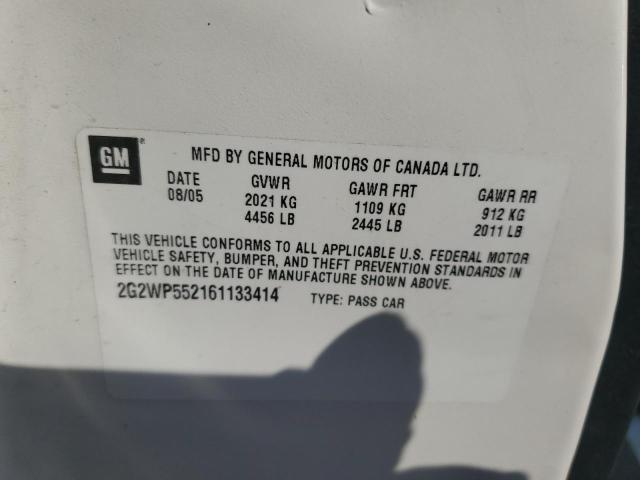 2G2WP552161133414 - 2006 PONTIAC GRAND PRIX 白色 照片 13