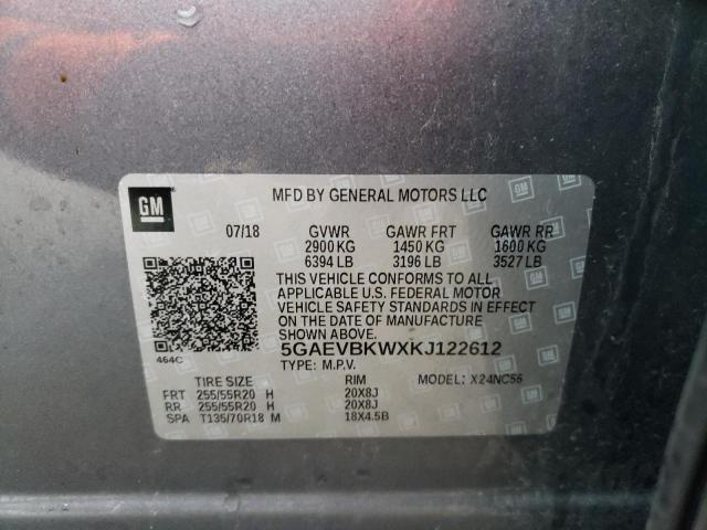 5GAEVBKWXKJ122612 - 2019 BUICK ENCLAVE PREMIUM GRAY photo 13