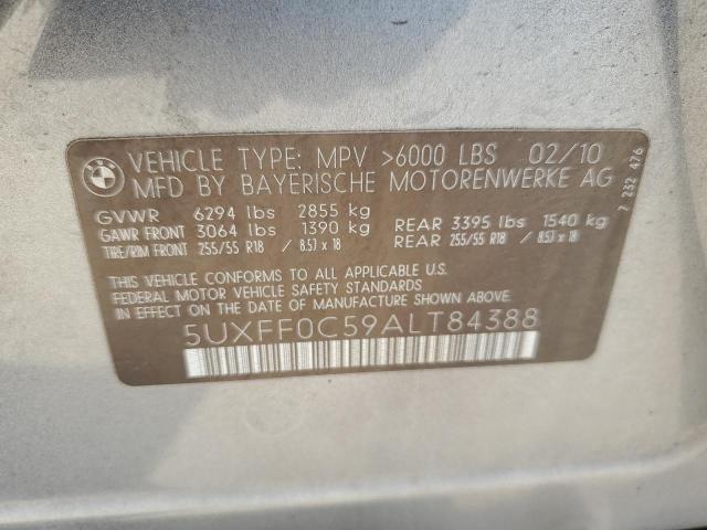 5UXFF0C59ALT84388 - 2010 BMW X5 XDRIVE35D GRAY photo 13
