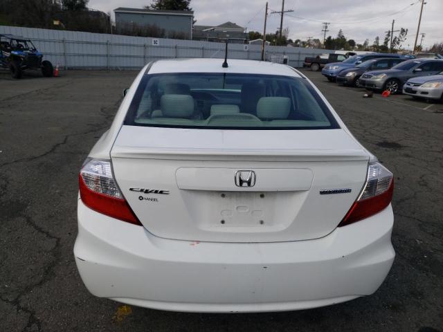 JHMFB4F20CS008692 - 2012 HONDA CIVIC HYBR WHITE photo 6