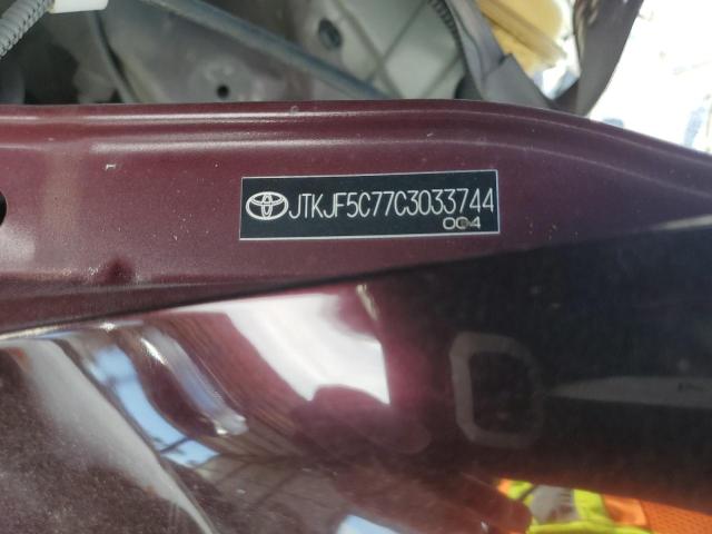 JTKJF5C77C3033744 - 2012 TOYOTA SCION TC ბურგუნდია ფოტო 12