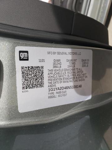 1G1YA2D46N5108148 - 2022 CHEVROLET CORVETTE STINGRAY 1LT SILVER photo 12