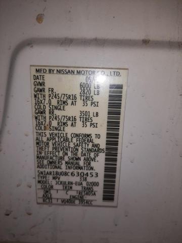 5N1AR18U08C630453 - 2008 NISSAN PATHFINDER S 白色 照片 13