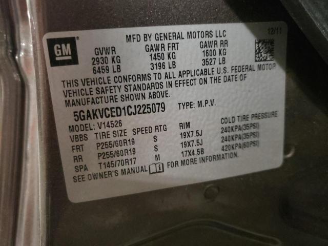 5GAKVCED1CJ225079 - 2012 BUICK ENCLAVE GRAY photo 13