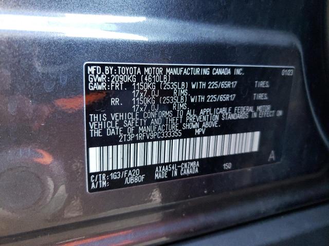 2T3P1RFV9PC333355 - 2023 TOYOTA RAV4 XLE GRAY photo 12