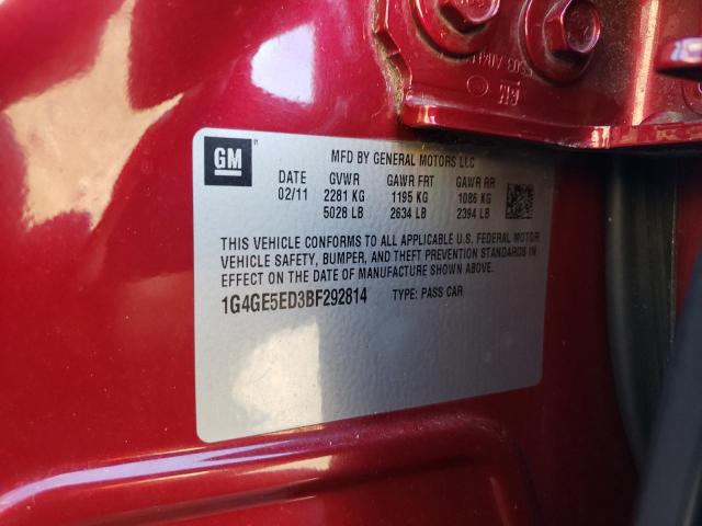 1G4GE5ED3BF292814 - 2011 BUICK LACROSSE CXS MAROON photo 13