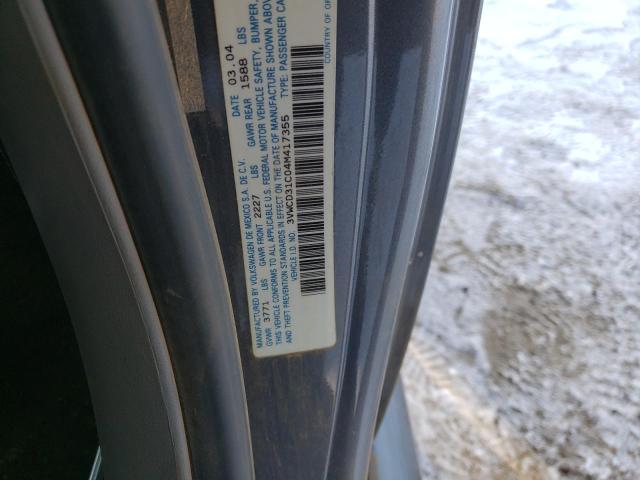 3VWCD31C04M417355 - 2004 VOLKSWAGEN NEW BEETLE GLS GRAY photo 12