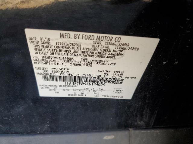 1FAHP2FW9AG144005 - 2010 FORD TAURUS LIMITED BLACK photo 12