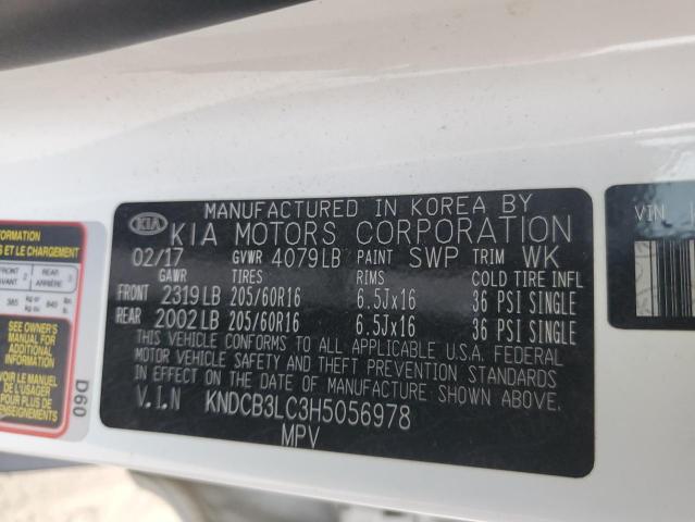 KNDCB3LC3H5056978 - 2017 KIA NIRO FE WHITE photo 12