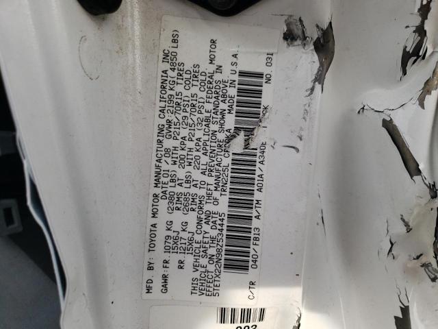 5TETX22N98Z534445 - 2008 TOYOTA TACOMA ACCESS CAB თეთრი ფოტო 12