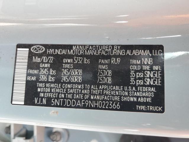 5NTJDDAF9NH022366 - 2022 HYUNDAI SANTA CRUZ SEL PREMIUM BLUE photo 14