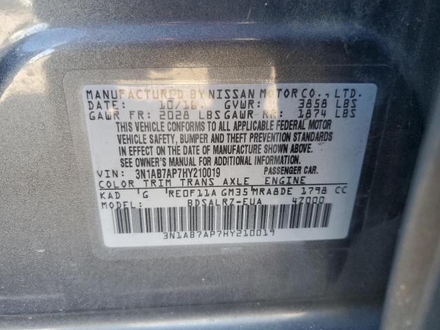 3N1AB7AP7HY210019 - 2017 NISSAN SENTRA S GRAY photo 13