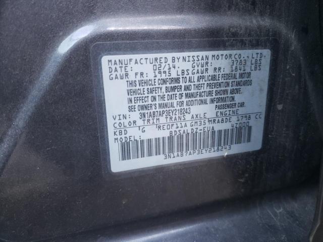 3N1AB7AP3EY218243 - 2014 NISSAN SENTRA S GRAY photo 12