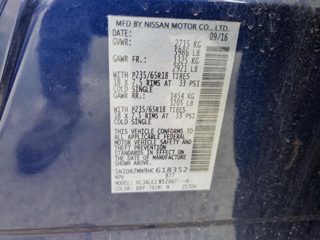 5N1DR2MN9HC618352 - 2017 NISSAN PATHFINDER S BLUE photo 13