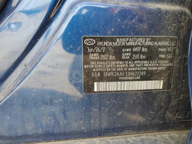 5NPE24AF3JH622249 - 2018 HYUNDAI SONATA SE BLUE photo 12