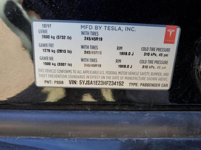 5YJSA1E23HF234152 - 2017 TESLA MODEL S Սև լուսանկար 12