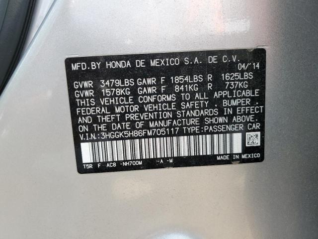 3HGGK5H86FM705117 - 2015 HONDA FIT EX SILVER photo 12