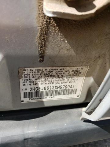 2HGEJ6613XH579045 - 1999 HONDA CIVIC BASE Gümüş foto 12