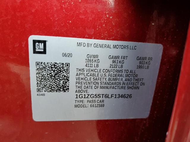 1G1ZG5ST6LF134626 - 2020 CHEVROLET MALIBU RS RED photo 13