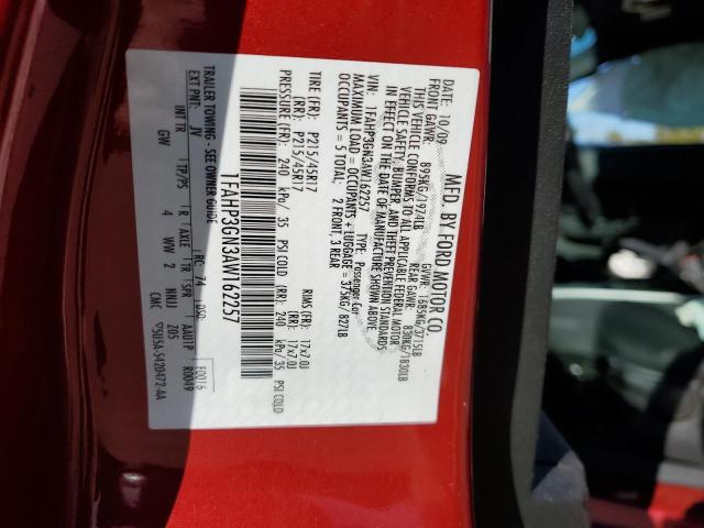 1FAHP3GN3AW162257 - 2010 FORD FOCUS SES RED photo 12