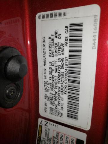 5Y2SL67808Z418757 - 2008 PONTIAC VIBE RED photo 12