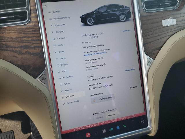 5YJXCBE28HF054784 - 2017 TESLA MODEL X BLACK photo 9