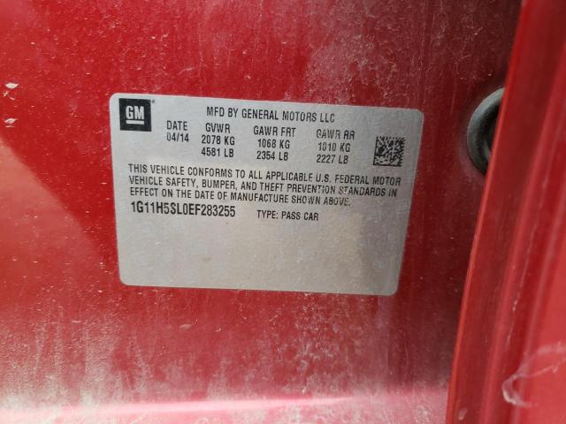 1G11H5SL0EF283255 - 2014 CHEVROLET MALIBU LTZ წითელი ფოტო 10