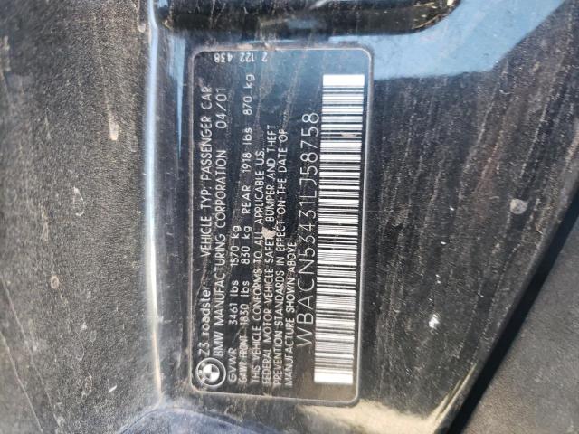 WBACN53431LJ58758 - 2001 BMW Z3 3.0 BLACK photo 12