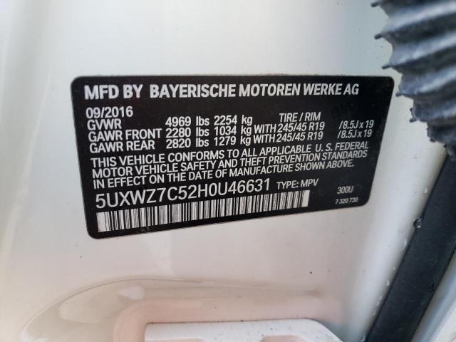 5UXWZ7C52H0U46631 - 2017 BMW X3 SDRIVE28I WHITE photo 13