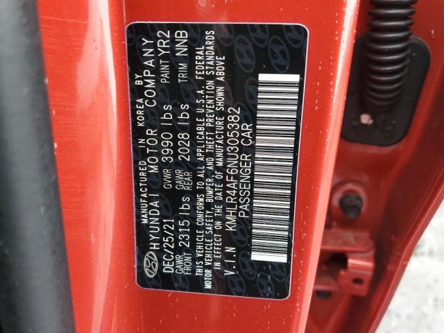 KMHLR4AF6NU305382 - 2022 HYUNDAI ELANTRA N LINE RED photo 12