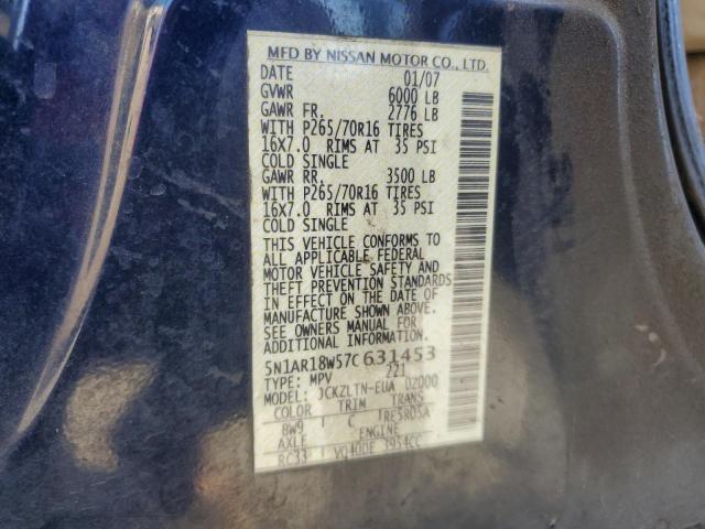 5N1AR18W57C631453 - 2007 NISSAN PATHFINDER LE 蓝色 照片 13