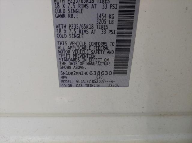 5N1DR2MN1HC638630 - 2017 NISSAN PATHFINDER S WHITE photo 10