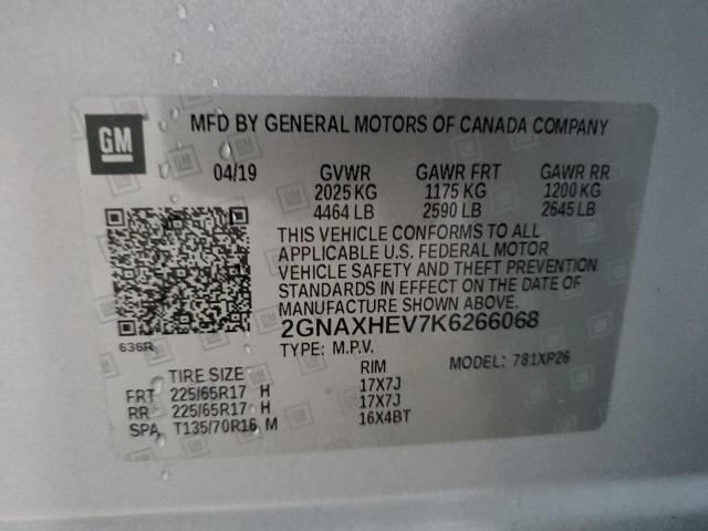 2GNAXHEV7K6266068 - 2019 CHEVROLET EQUINOX LS SILVER photo 13