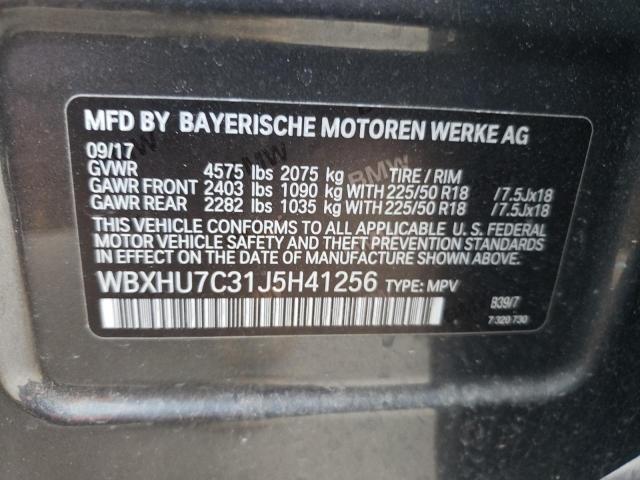 WBXHU7C31J5H41256 - 2018 BMW X1 SDRIVE28I GRAY photo 12