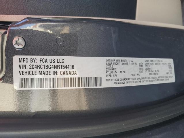 2C4RC1BG4NR154416 - 2022 CHRYSLER PACIFICA TOURING L GRAY photo 12
