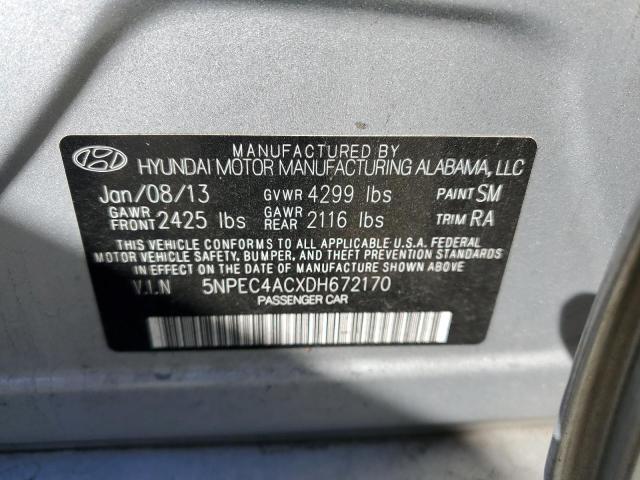 5NPEC4ACXDH672170 - 2013 HYUNDAI SONATA SE SILVER photo 12