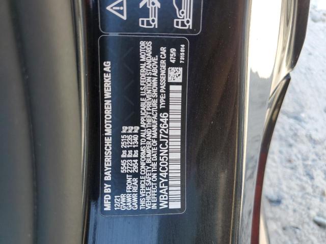 WBAFY4C05NCJ72646 - 2022 BMW M850XI BLACK photo 12