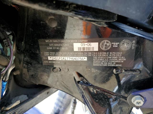 1HD1FC4177Y640756 - 2007 HARLEY-DAVIDSON FLHTCUI ლურჯი ფოტო 10