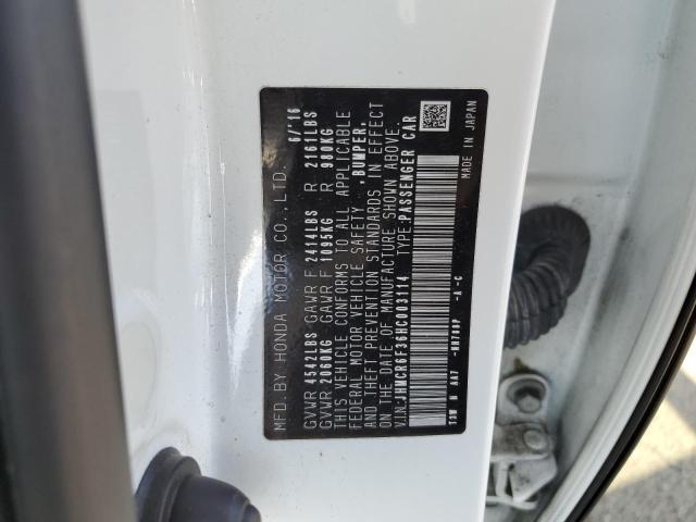 JHMCR6F36HC003114 - 2017 HONDA ACCORD HYBRID WHITE photo 12